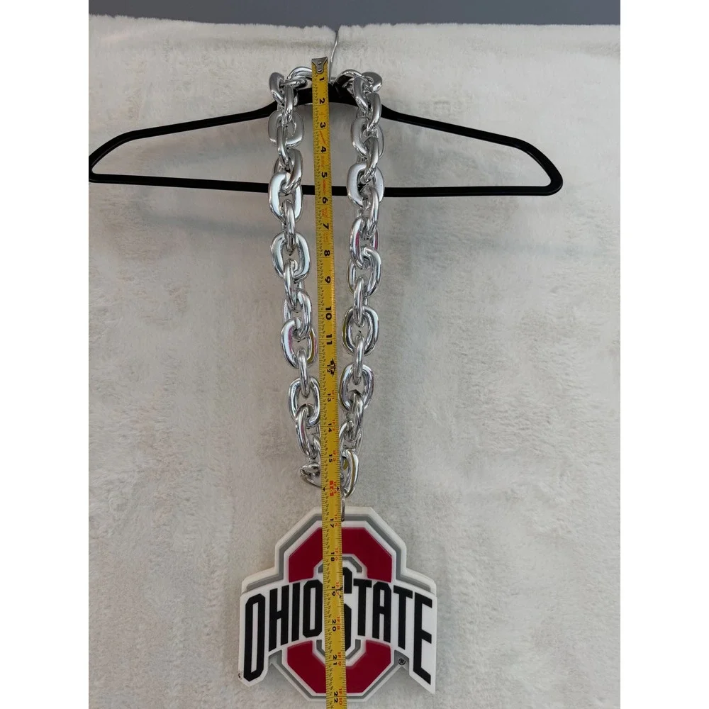 Ohio State Buckeyes Oversized‎ Turnover Chain Silver Link Necklace Game Day Fan